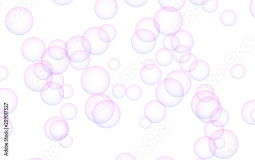 Pink colored background with purple bubbles. Wallpaper  texture purple balloons. 3D illustration