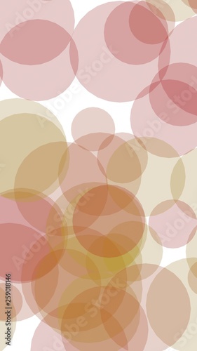 Multicolored translucent circles on a white background. 3D illustration