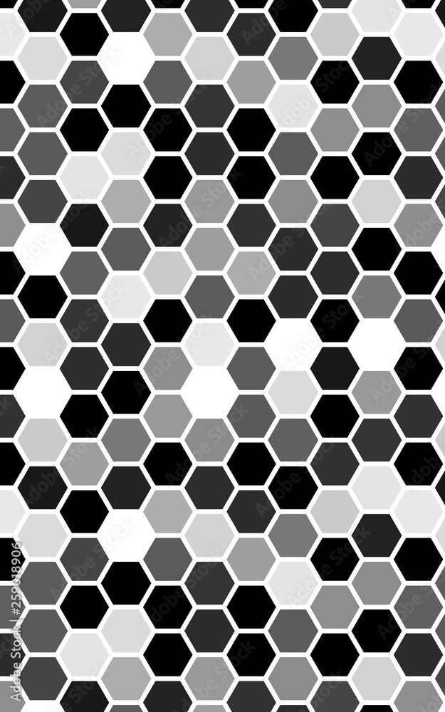 White honeycomb with a gradient color. Isometric geometry. 3D illustration White honeycomb with a gradient color. Isometric geometry. 3D illustration