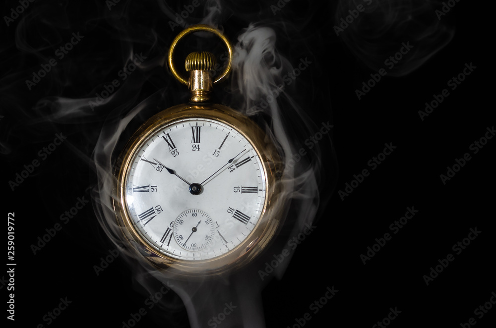 Hot Time: Pocket Watch Enveloped in White Smoke Hot Time: Pocket Watch Enveloped in White Smoke
