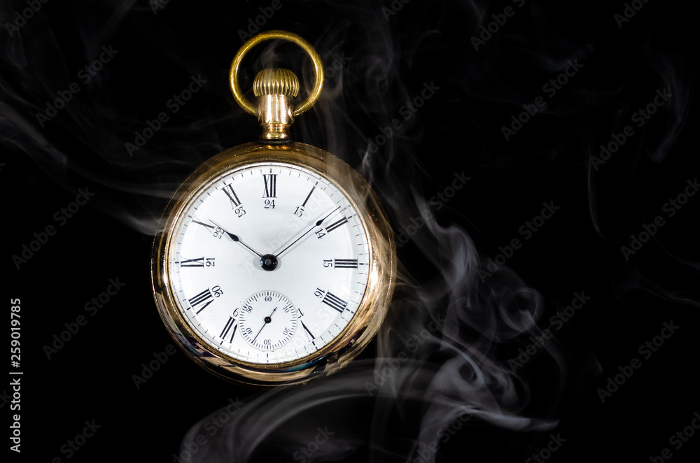 Hot Time: Pocket Watch Enveloped in White Smoke Hot Time: Pocket Watch Enveloped in White Smoke