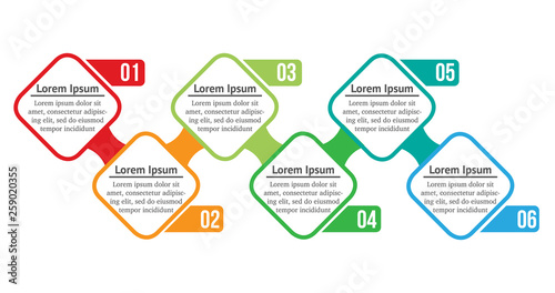 Vector Infographic squares with 6 options or steps. Infographics for business concept. Can be used for presentations, workflow layout, process diagram, flow chart, info graph.