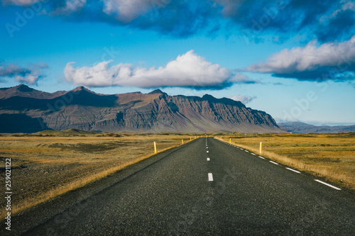 Empty road passing through amazing landscape in Iceland