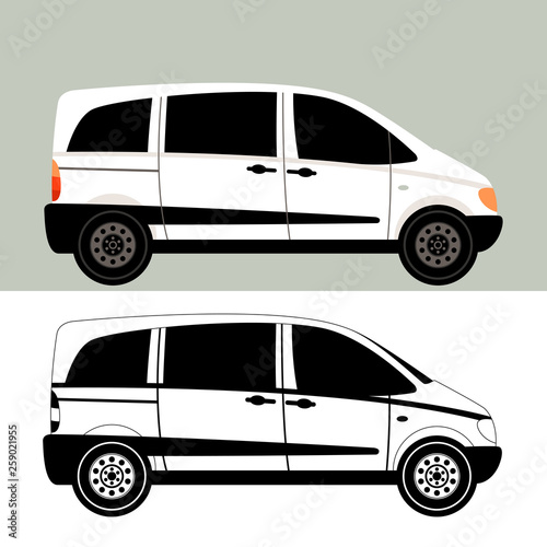 Fototapeta Naklejka Na Ścianę i Meble -  set minivan, vector illustration,flat style,profile