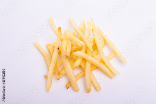 French fries  potato fry on white isolated background