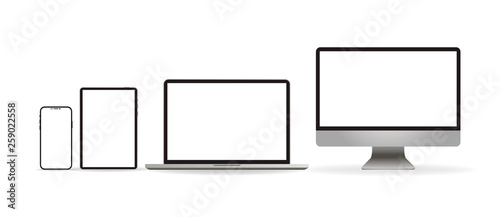 Laptop realistic. Device in mockup style. Set realistic vector devices on a white background. vector