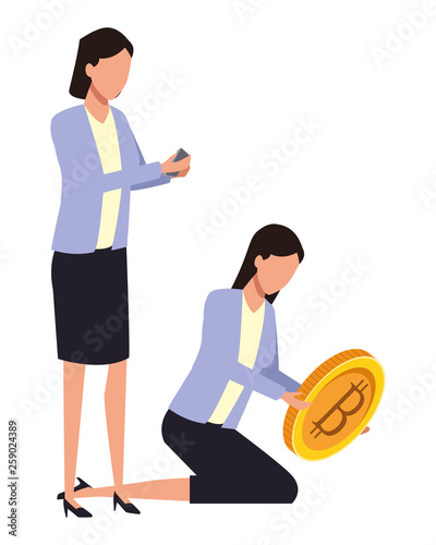 Business people with bitcoins
