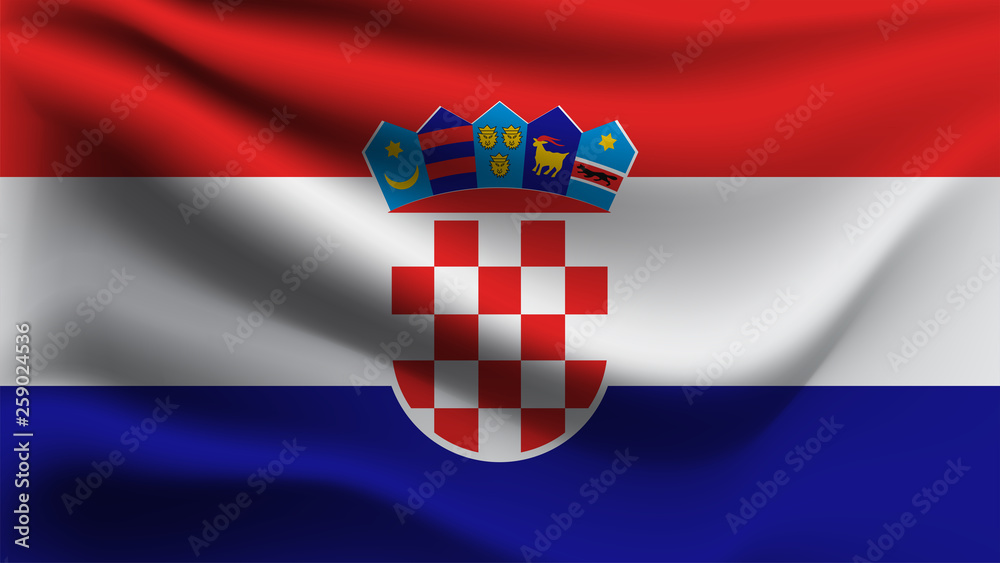 Croatia flag waving with the wind, 3D illustration