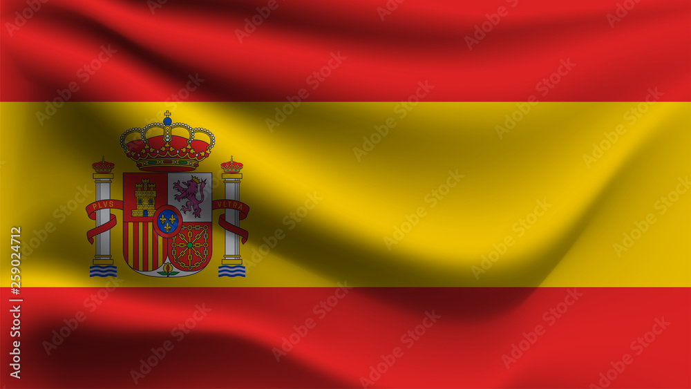Spain flag waving with the wind, Spanish 3D illustration Spain flag waving with the wind, Spanish 3D illustration