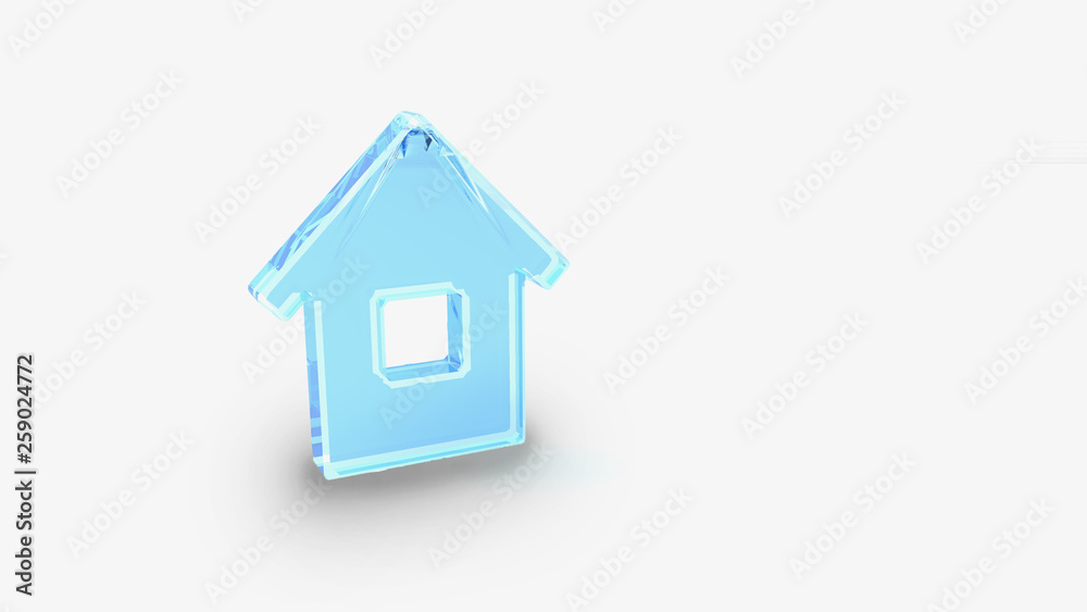 3D illustration. Blue glass house on white background 3D illustration. Blue glass house on white background
