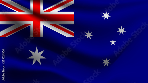 Australia flag waving with the wind, 3D illustration