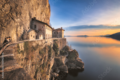 Hermitage of Santa Caterina del Sasso, Lake Maggiore, Lombardy, Italy photo