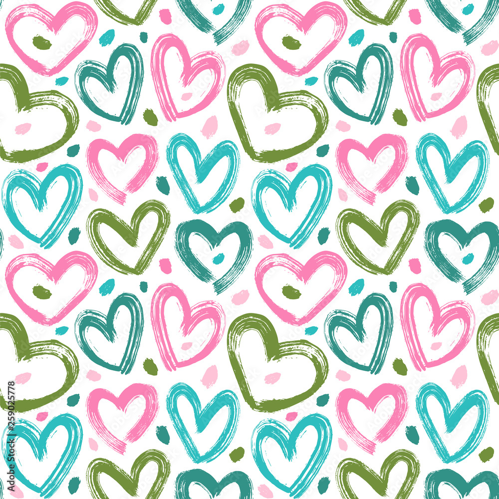 Seamless vector pattern with hearts and spots. Seamless vector pattern with hearts and spots.