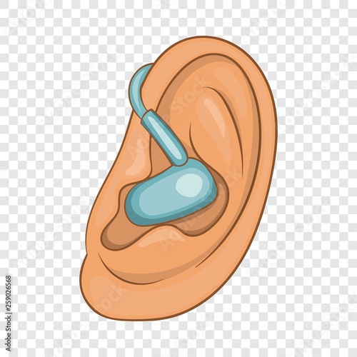 Hearing ear icon in cartoon style on a background for any web design 