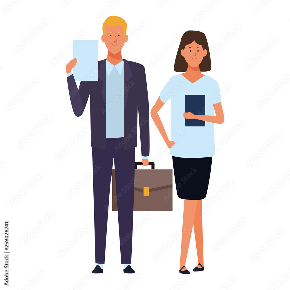 Obraz premium business couple avatar cartoon character