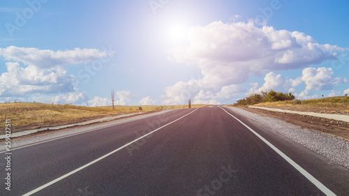 view from the car on a country highway