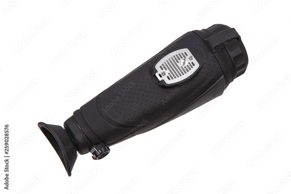 modern black optical scope for weapon isolated on whited. sight scope isolated on white back. modern black optical scope for weapon isolated on whited. sight scope isolated on white back.