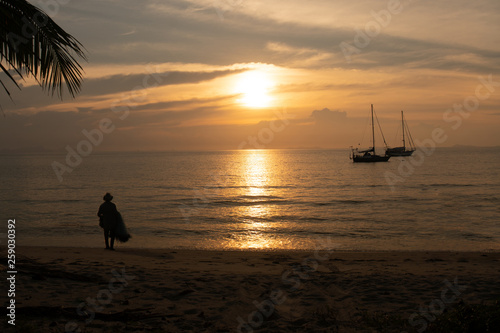 Silhouette of an active fisherman © Ivan4er