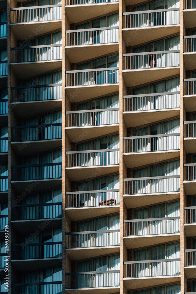 Modern architectural details of balconies in Rosslyn, Arlington, Virginia Modern architectural details of balconies in Rosslyn, Arlington, Virginia