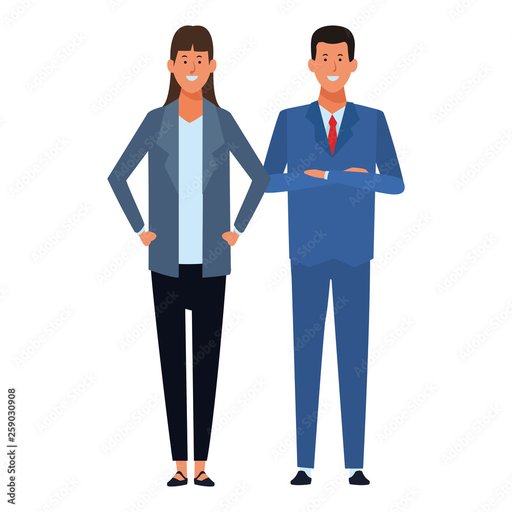 business couple avatar cartoon character