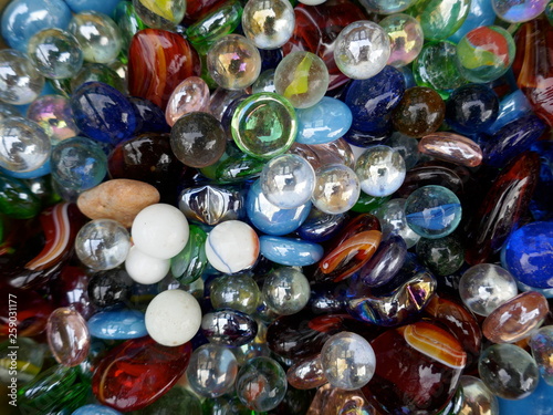 Many colorful glass balls