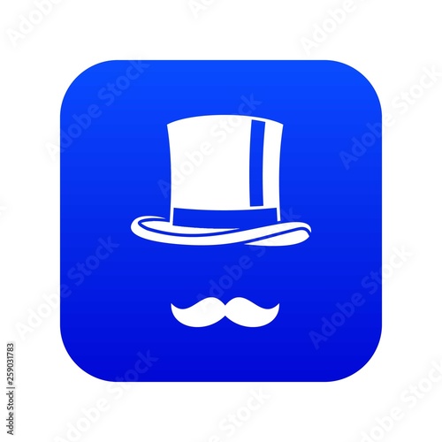 Cylinder and moustaches icon digital blue for any design isolated on white vector illustration
