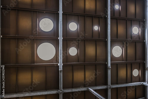 The inside of the aluminum facade of Roskilde power plant photo