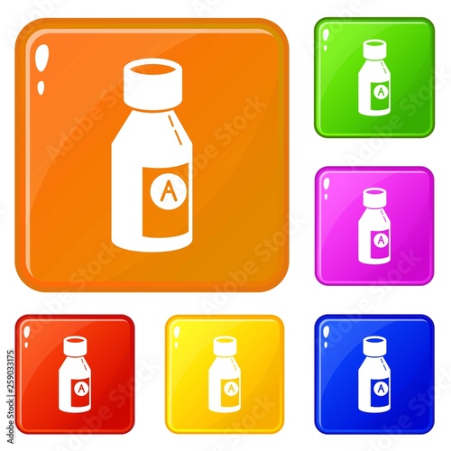 Juice pack icons set collection vector 6 color isolated on white background