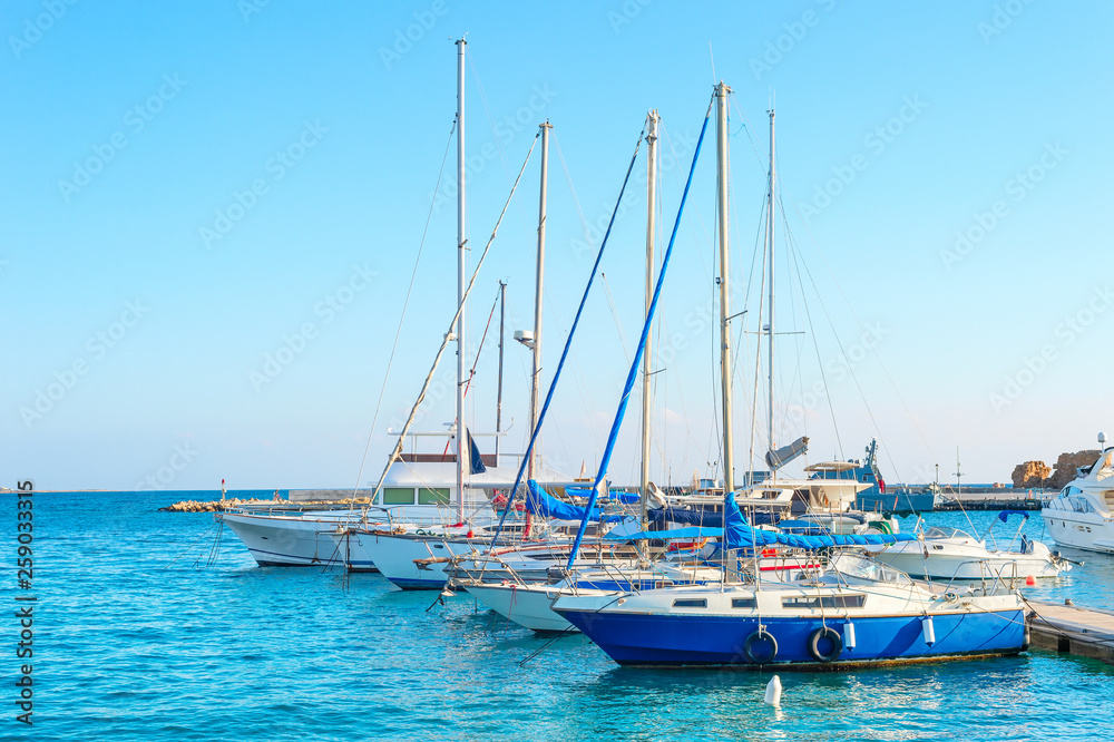 Yachts in Larnaca marina, Cyprus