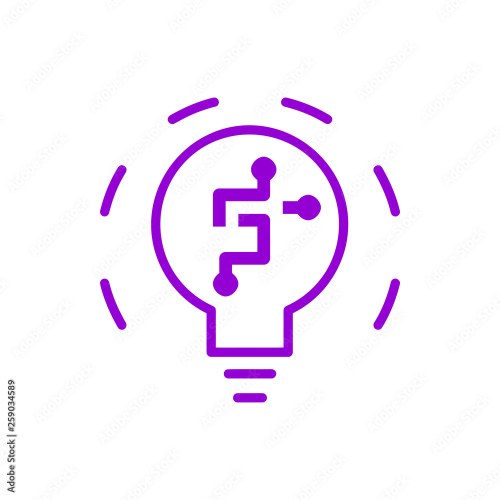 idea, bulb, light, energy bulb, head, thinking, creative business idea dark violet color icon