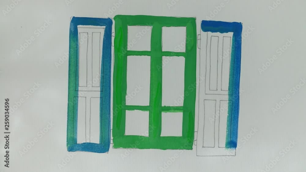 Draw a window and a sun blind. Draw a window and a sun blind.