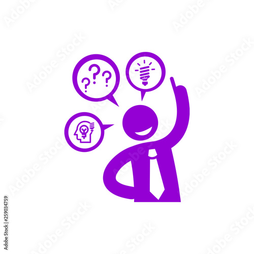 idea, bulb, light, energy bulb, head, thinking, creative business idea dark violet color icon