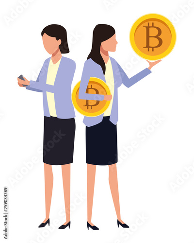 Business people with bitcoins