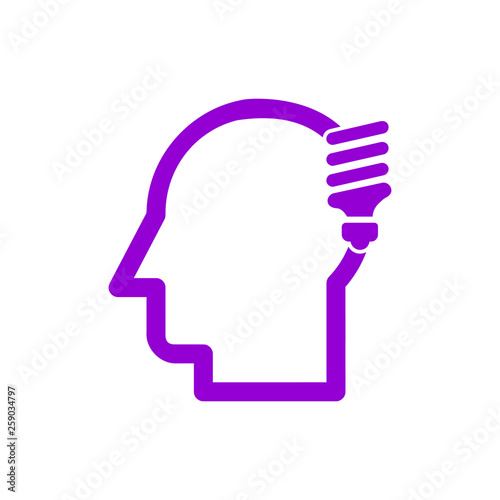 idea, bulb, light, energy bulb, head, thinking, creative business idea dark violet color icon