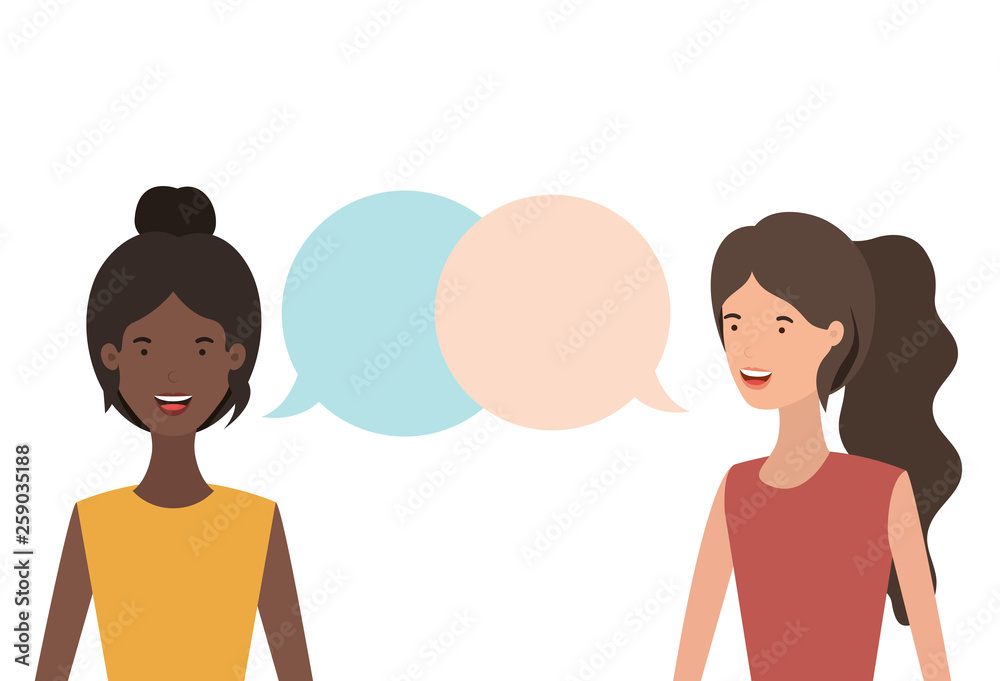 women with speech bubble avatar character women with speech bubble avatar character