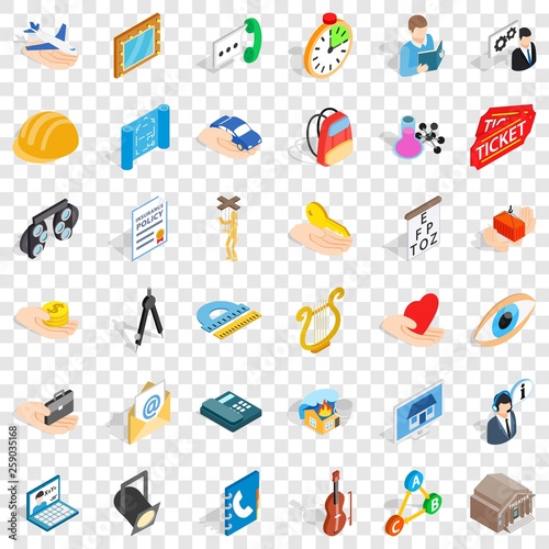 Good work icons set. Isometric style of 36 good work vector icons for web for any design