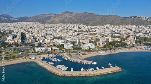Aerial drone photo of famous Marina of Glyfada suburb, South Attica, Athens riviera, Greece photo