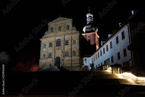 Church at night. German church located in amberg city - Mariahilfberg photo