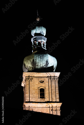 Church at night. German church located in amberg city - Mariahilfberg photo