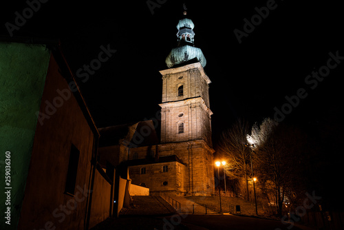 Church at night. German church located in amberg city - Mariahilfberg photo