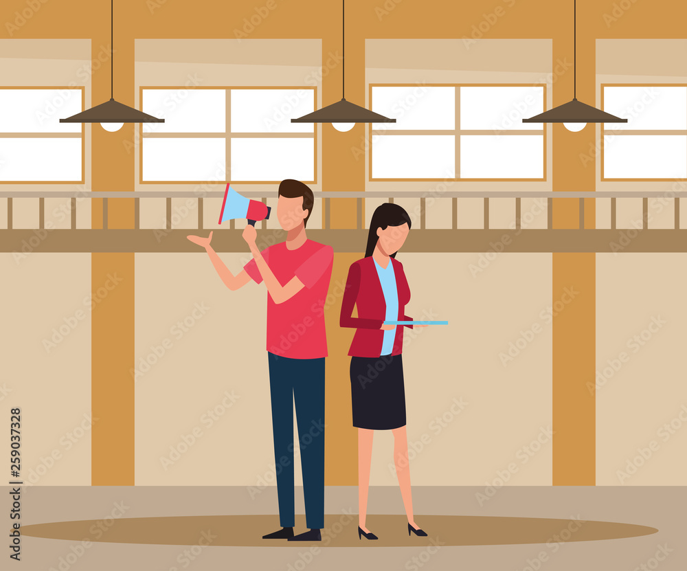 Fototapeta premium Coworkers teamwork cartoon