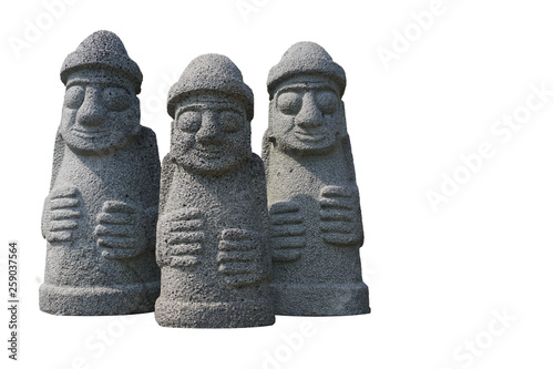 Dol hareubangs Jeju sculpture isolated on white background	 photo