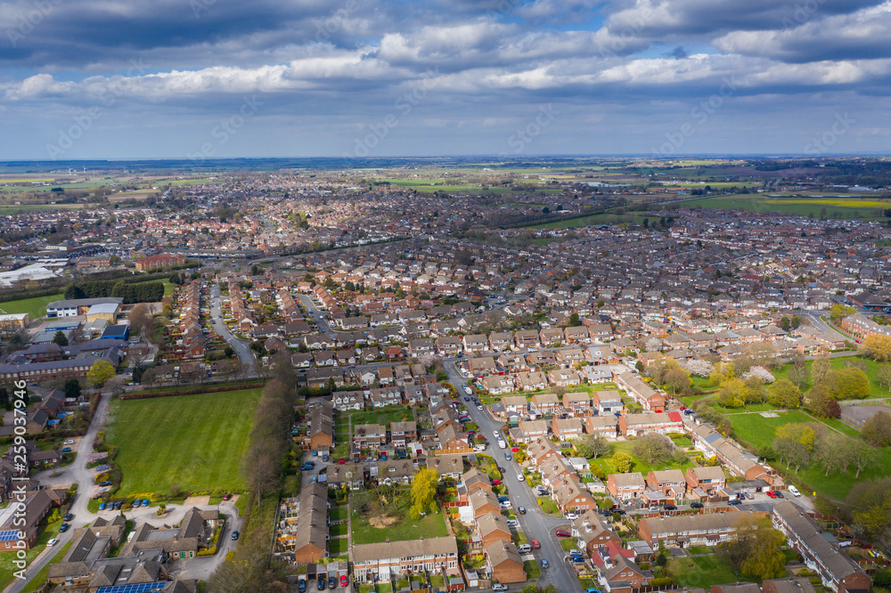 An aerial view of an English housing estate
