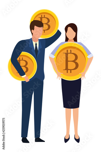 Business people with bitcoins