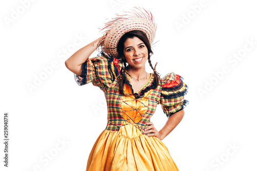 Brazilian woman wearing typical clothes for the Festa Junina - June festival