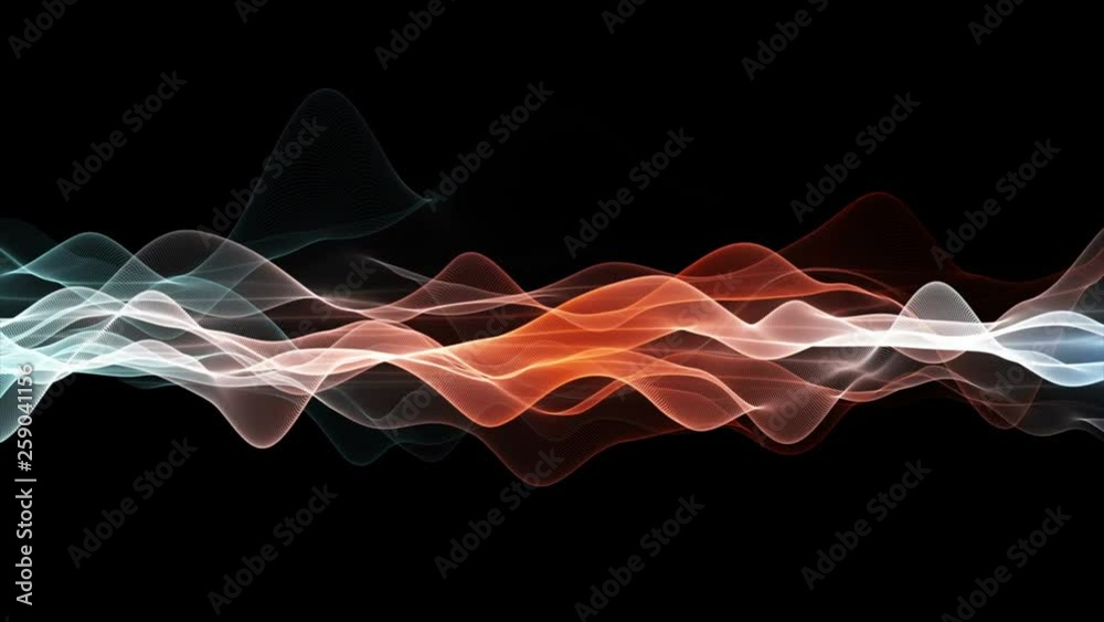 Fantastic animation with particle wave object in slow motion and space for text, 4096x2304 loop 4K