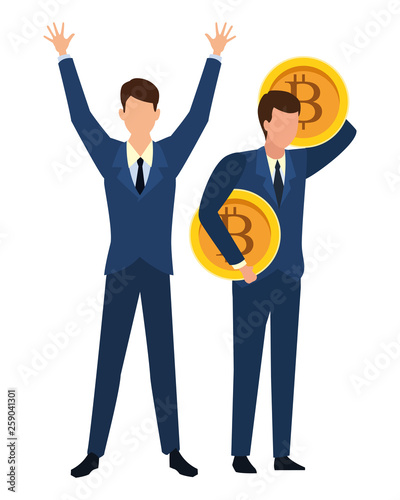 Business people with bitcoins
