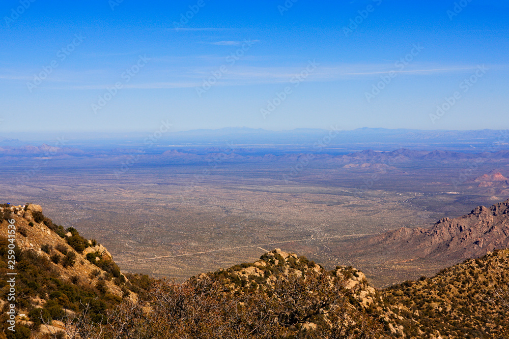 Landscape of Arizona and beyond from the top of Kitt Peak at the National Observatory