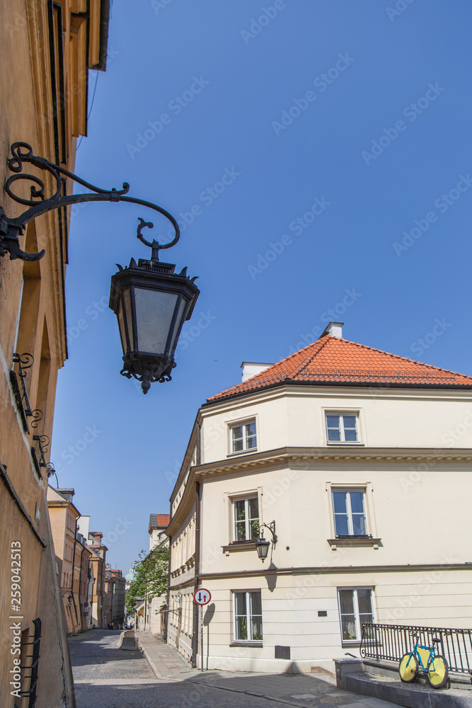Vintage lanterns on the streets of Warsaw