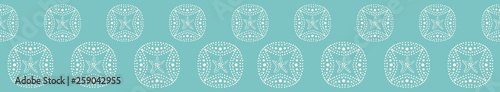 Beach themed abstract seamless border. Rounded shapes made from pearl like dots create an elegant background for paper and textile edges, ribbon, fashion and graphic design use.